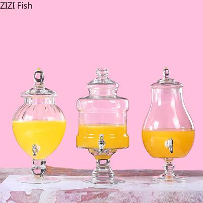 Serbatoio di succo di frutta in vetro trasparente da 6/7 litri con rubinetto, bottiglia di vetro, serbatoio di stoccaggio per bevande, succo di birra, forniture per lo stoccaggio domestico dell'hotel