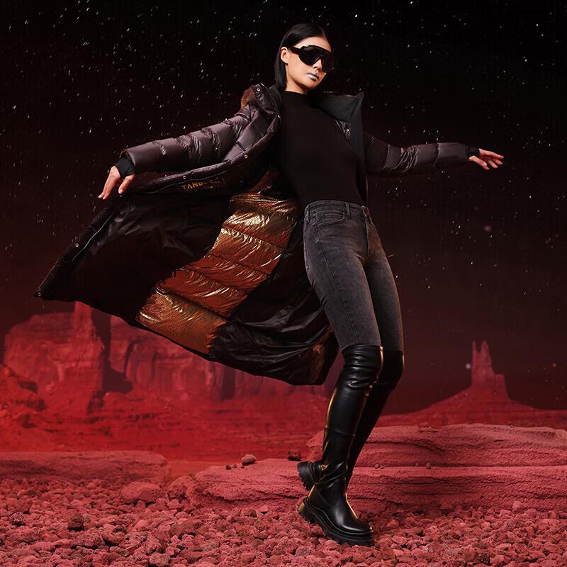 Tanboro Women's Long Goose Down Hooded Puffer Coat TD236890