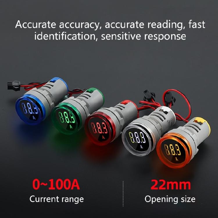 22mm Round LED Ammeter Voltmeter Display Voltage Current 0-100A Meter Indicator LED Display for Industrial Equipment