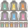 24pcs Storage Bag Egg Candy Packaging Gift Bag Linen Drawstring Decoration Cute Rabbit