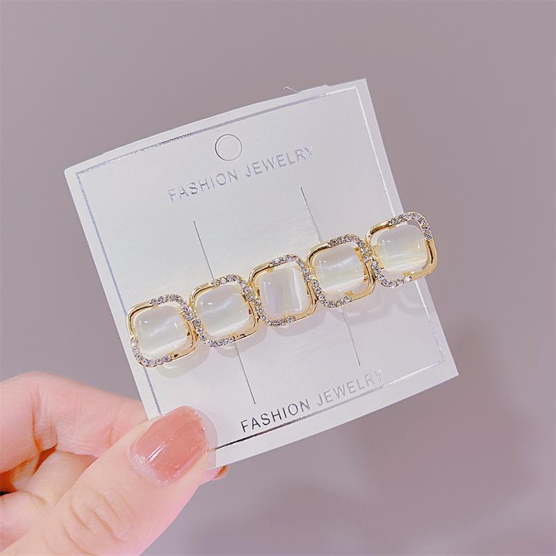 

1 шт. заколка для волос с камнем «кошачий глаз», новый корейский стиль, ins, зажим «утиный клюв», верхний зажим, заколка для волос сбоку на затылке для здоровой девушки