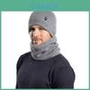 Conjunto de Chapéu e Cachecol de Tricô com Forro de Lã para Ciclismo ao Ar Livre no Inverno e Proteção das Orelhas