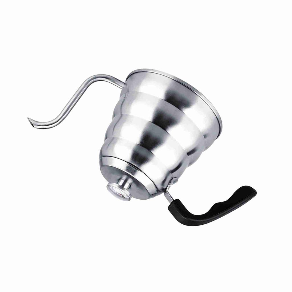 304 Stainless Steel Pour Over Coffee Gooseneck Kettle Teapot with Thermometer Home 1.2L