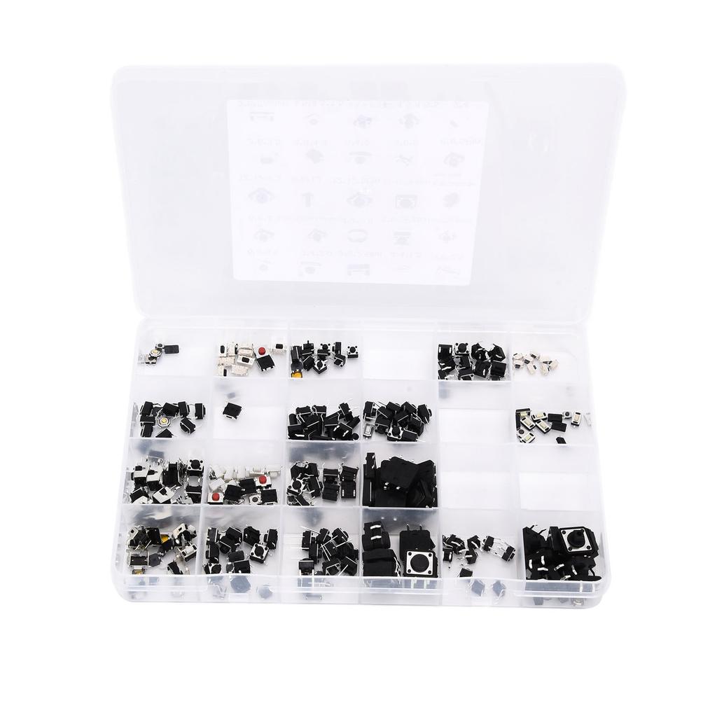 250pcs Tact Push Switch Micro Combination Kit 25 Values Boxed Button Switch for Television Audio