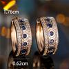 Cute Female Blue Round Zircon Stone Hoop Earrings  Gold Color Wedding Jewelry For Women
