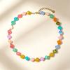 Colorful Chunky Beaded Necklace for Women Resin Beads Short Necklace Bohemian Style Chunky Choker for Summer Beach Holiday Party Vacation