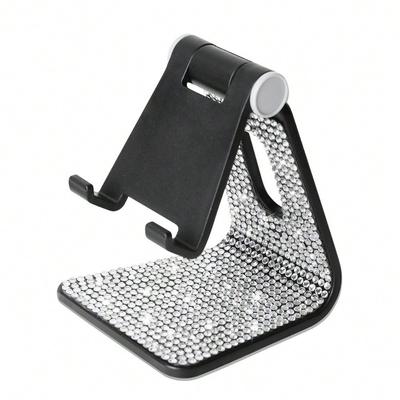 1pc Glitter Diamond - Black White Phone Holder - Desktop Stand - Compatible with Mobile Phones and Tablets - Office Desk Decor Accessories