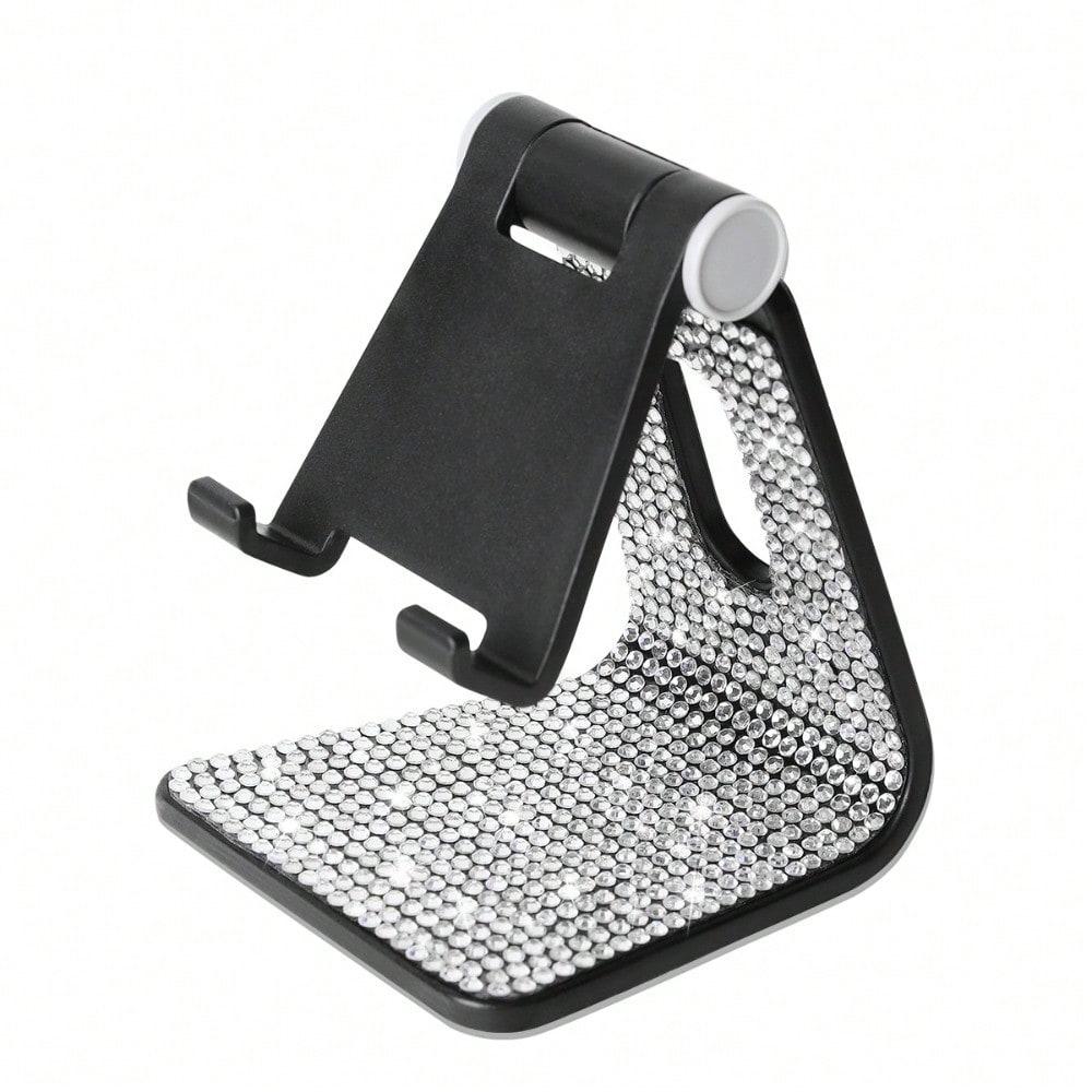 

1pc Glitter Diamond - Black White Phone Holder - Desktop Stand - Compatible with Mobile Phones and Tablets - Office Desk Decor Accessories белый