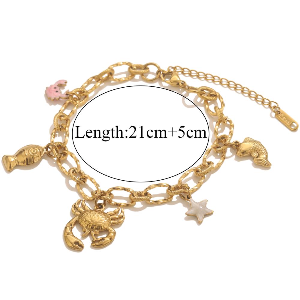 GIOIO Stainless Steel Starfish Seashell Bracelet Gold-Plated Pendant Bracelets For Women Jewelry Waterproof Trendy Jewelry Gift