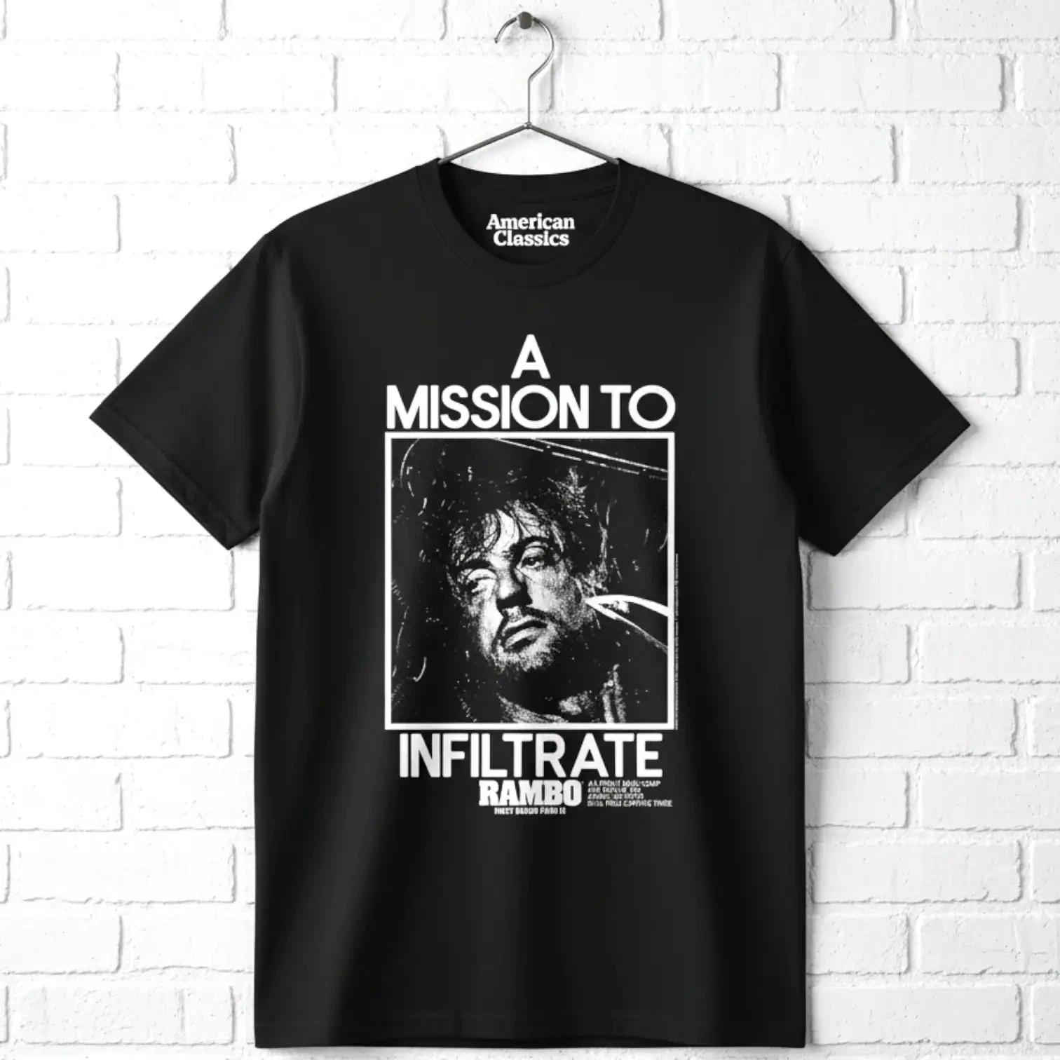 Rambo Mission To Infiltrate Men s T Shirt S