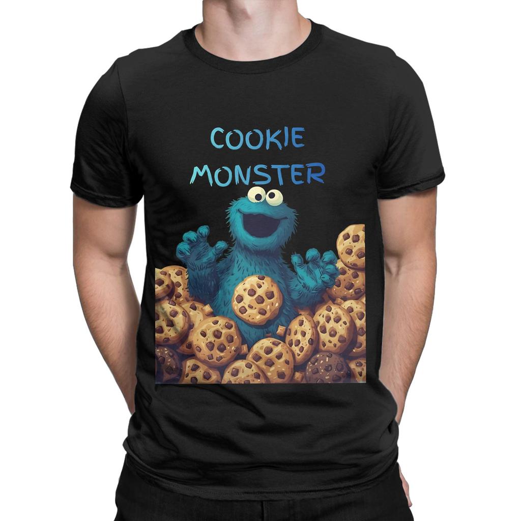 COOOKIE MONSTER Novelty 100 Cotton TShirt sSesame Street Tops Tees For Unisex