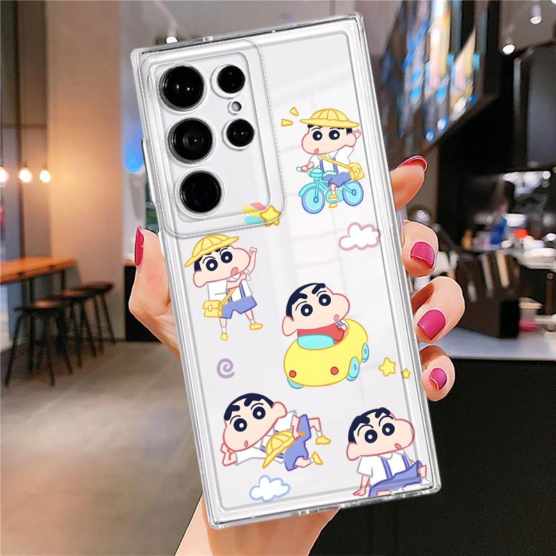 Case for Samsung Galaxy S26 Note 20 Ultra 10 S24 S23 Ultra S25 Edge S20 Plus S21 S22 FE Phone Cover Crayon Shin Chan Nene