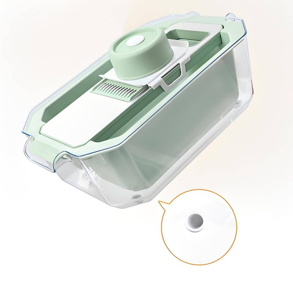 Vegetable Cutter with Container Large Capacity Vegetable Cutter with Container Multi-Functional Mandoline Cutter Non-Slip Base