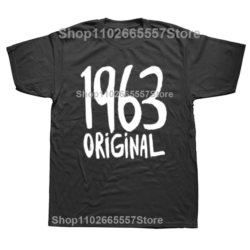 Vintage Born 1963 Original TShirts Men Fashion T Shirts Short Sleeve 61 Years Old 61th Birthday Gift Cotton Tees Streetwear