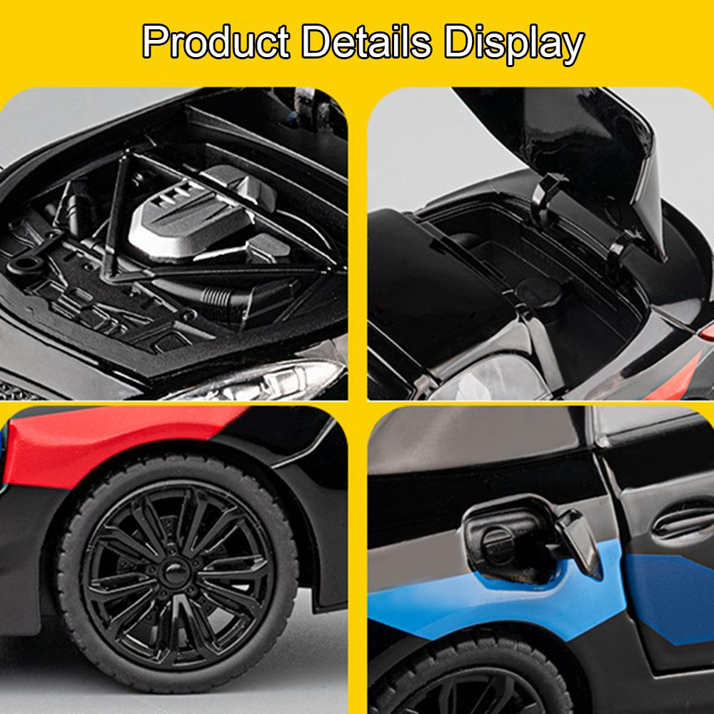 1:22 Scale P1 GTR Z4 Toy Car Model Metal Diecast Sound Light Pull Back Shock Absorption Miniature Supercar Models Kid Gifts