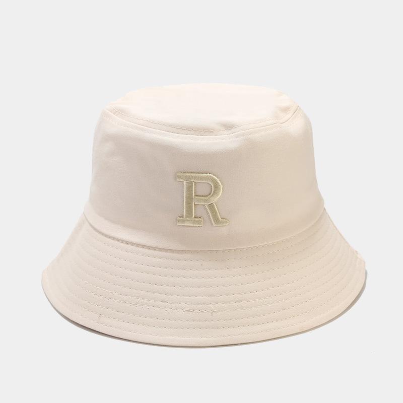 Spring and Summer New R Three-dimensional Letter Bucket Hat Ins Student Men's and Women's Casual Versatile Basin Hat Shows Small Face