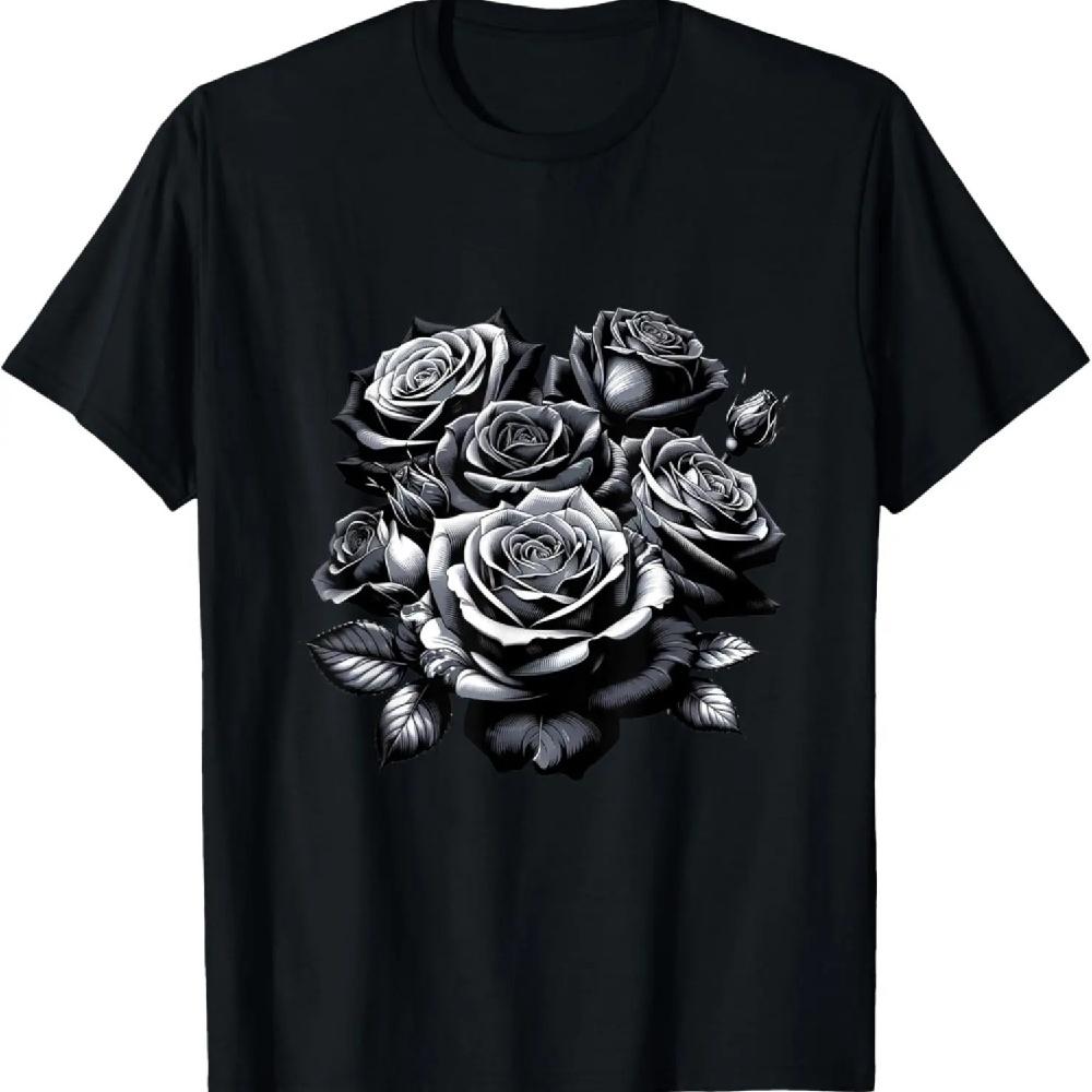 

Black Roses Gray Rose Dark Flower Romance Floral T-Shirt S чорний