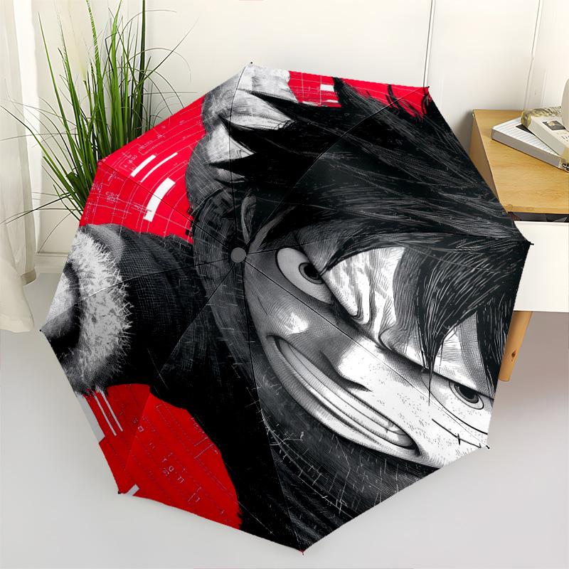 1 PC Automatic Folding Umbrella - Luffy D Pattern Portable Foldable Design With 8 Ribs Christmas Birthday Gifts