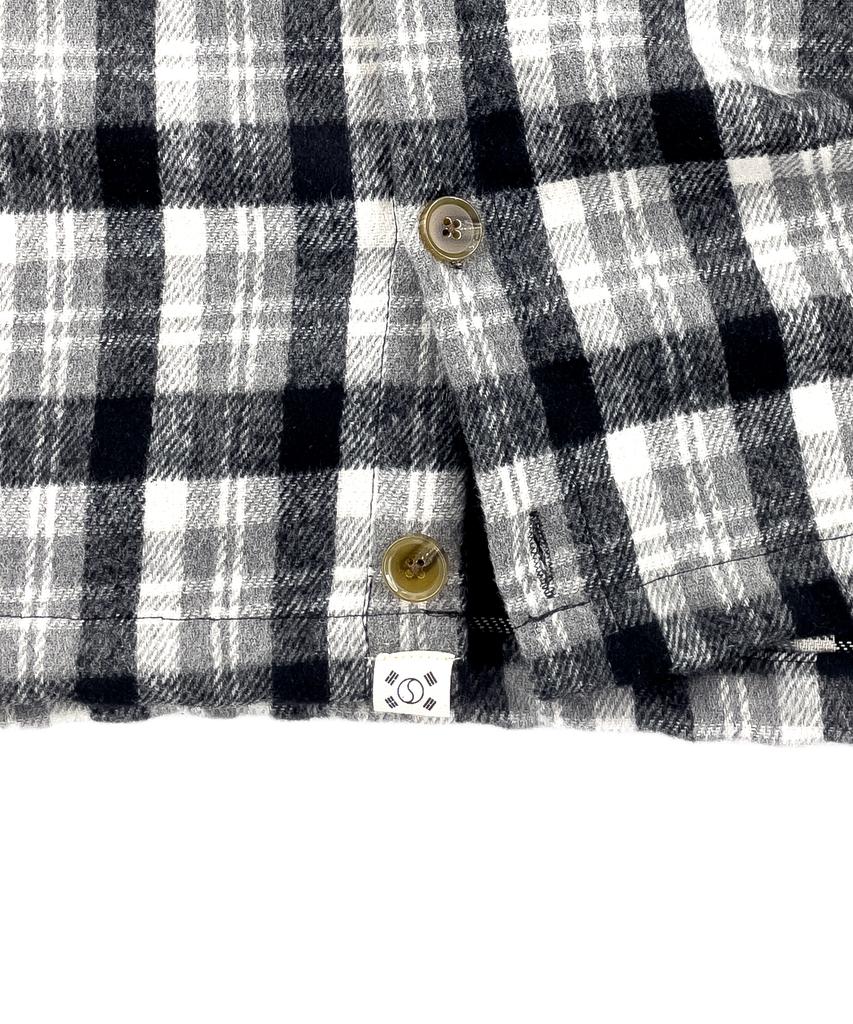 LENGAGEMENT Oversized Brushed Wool Check Shirt Jacket [White]