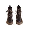 Small Thick-soled Heightening Short Boots Women's 2025 Autumn New British Style Retro Lace-up Fried Street Locomotive Martin Boots