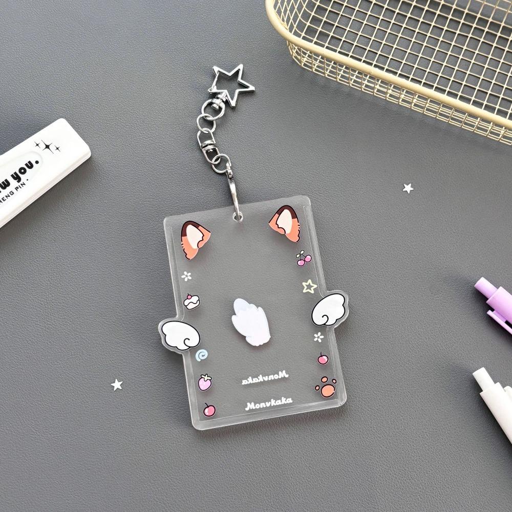 Cartoon Korean Photocard Holder with Keychain Photo Photocard Frame School Stationery