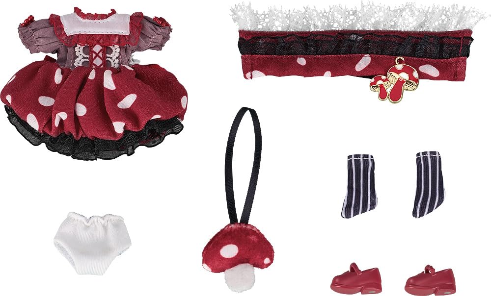 Nendoroid Doll Outfit Mushroom Girl and Plastic Finished Product Set [Red] - Cloth, Magnet, - Pre-painted,