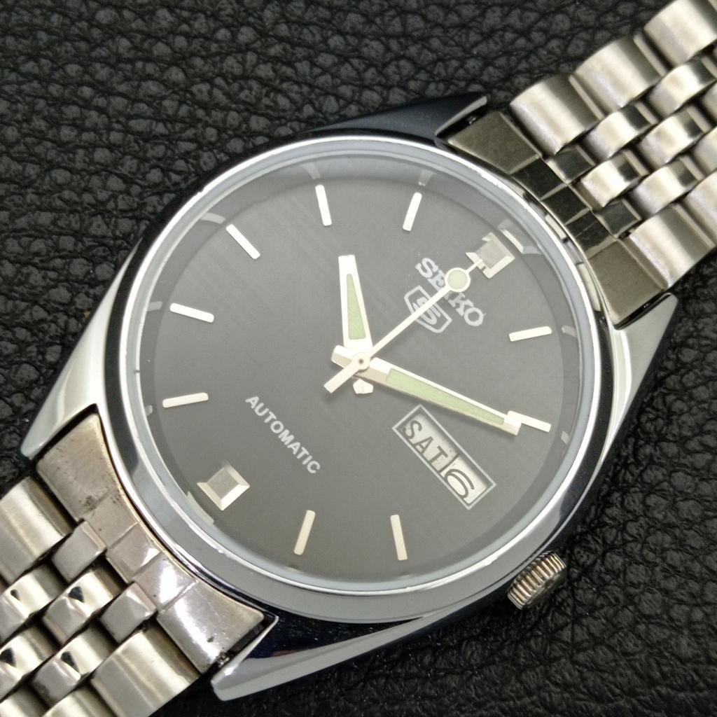 VINTAGE SEIKO 5 AUTOMATIC 6309A REFURBISHED JAPAN MENS BLACK WATCH A701703-5 R206c-a701703