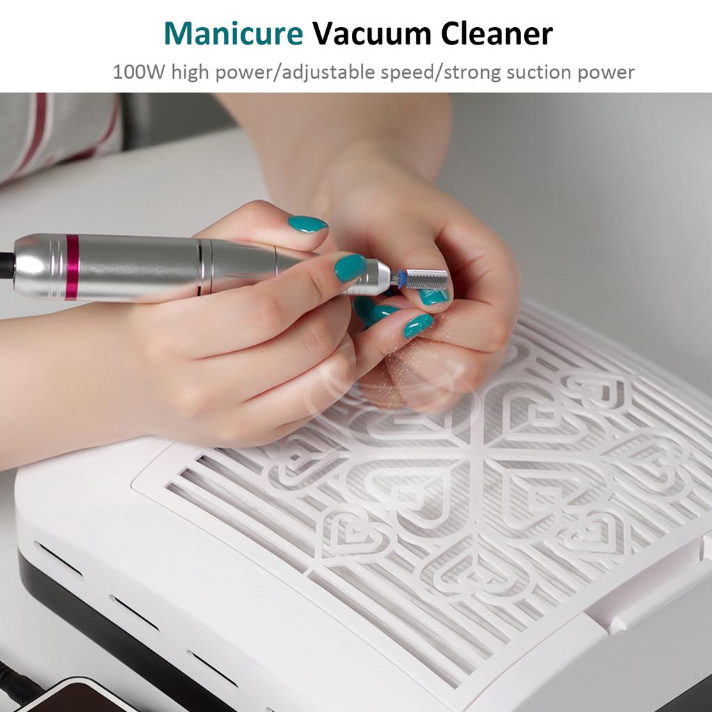 Odsavač prachu na nehty Výkonný odsavač prachu na nehty Vakuový odsavač prachu Nastavitelný sací výkon pro manikúru bez prachu