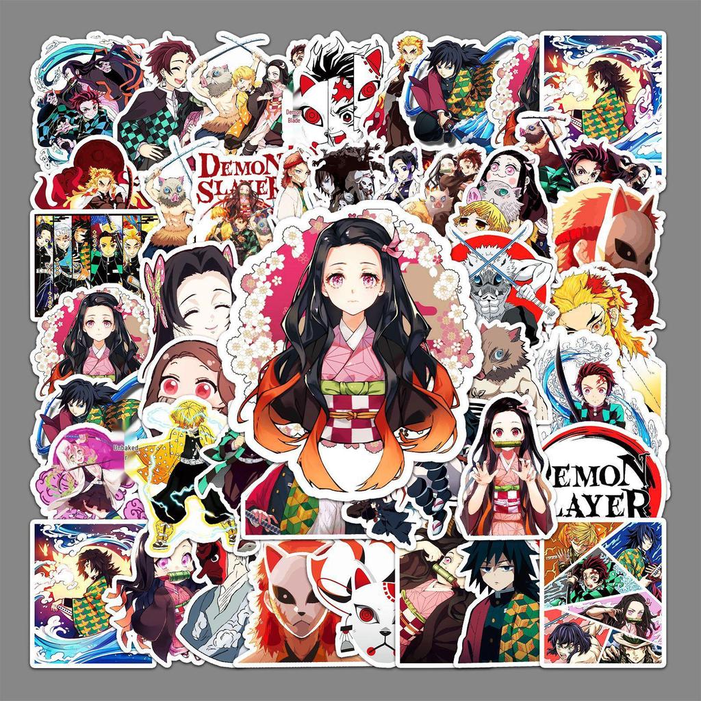 50 samolepek Demon Slayer pro notebooky, koloběžky, kufry, auta a motocykly