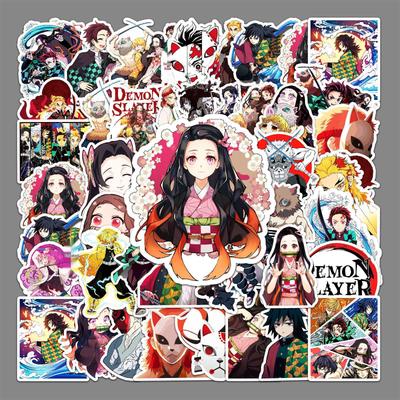 50 Naklejek Demon Slayer na Laptopy, Hulajnogi, Walizki, Samochody i Motocykle