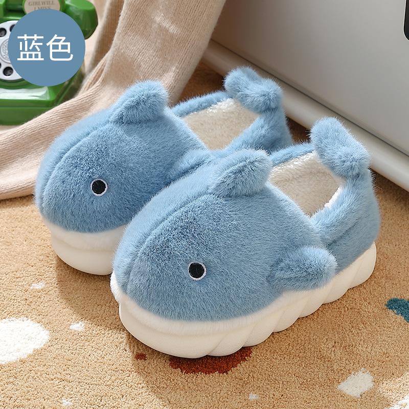 Cartoon Fluffy Slippers Winter Indoor Home Household Plush Warm Cute Whale Cotton Shoes Winter