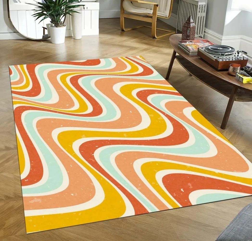 

Psychedelic Groovy Area Rugs Anti-slip Washable Carpets for Living Room Bedroom and Kitchen Add A Touch of 60s Style Floor Mats 40x60cm