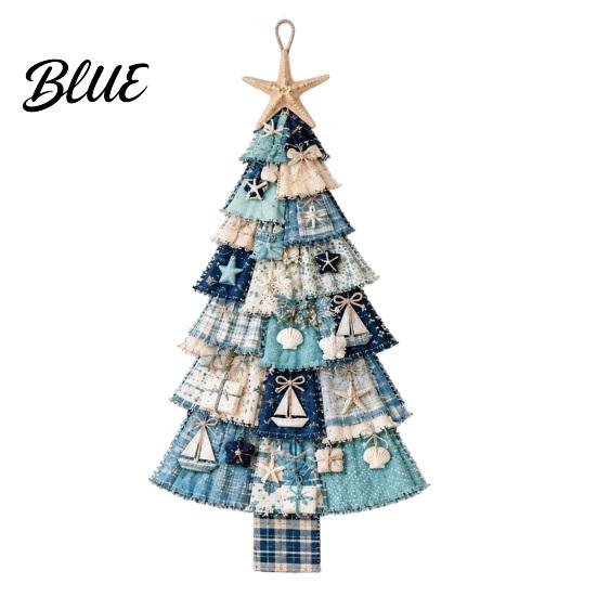 Vintage Style Seasonal Door Hanger Christmas Handmade Hanging Kit, Patchwork Tree Decoration DIY Sewing Thoughtful Gift for Set, Rustic Farmhouse