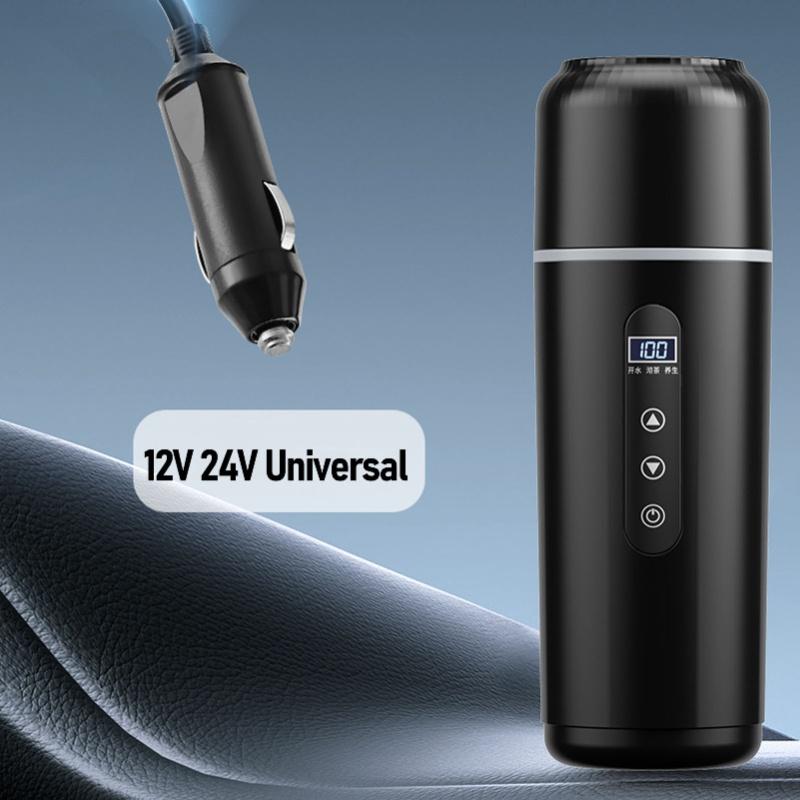 Portable Car Heating Cup 500ml Travel Electric Kettle 12V 24V Portable Water Boiler Heated Cup For Car Truck 316 Stainless Steel