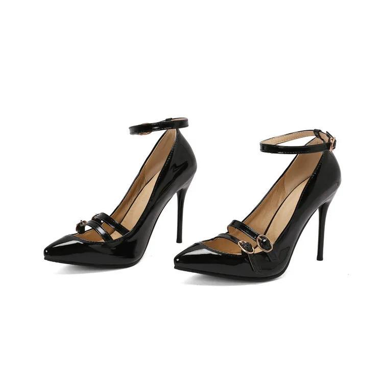 

Туфли из лакированной кожи на высоком каблуке Новые заостренные туфли с мелкой петлей на щиколотке Тонкие туфли на высоком каблуке Женские туфли на высоком каблуке 43