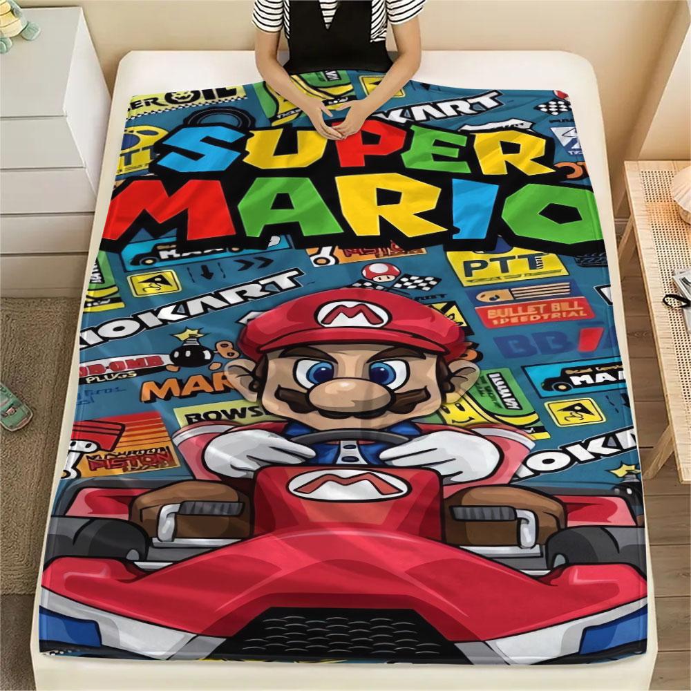 Super Mario Cartoon printing Flannel Blanket Bedroom Sofa Camping Warm blanket Gifts for family and friends-MJ014