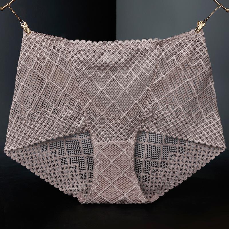 Big Size Female Summer Sexy Lace Hollow Cotton Bottom File Close Abdomen High Waist Triangle Briefs