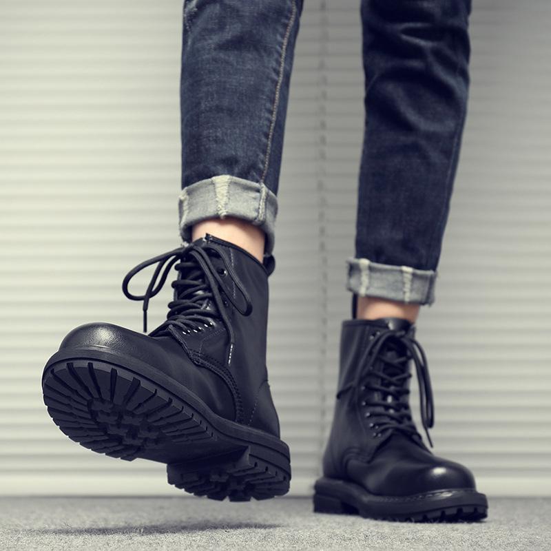 High-top British Style Black Shoes Genuine Leather Korean Version Ins Trendy Martin Boots Men's Boots Men's Short Boots 6028-C