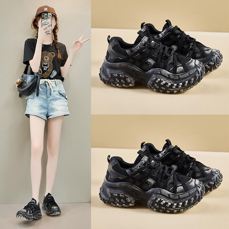 Ins Korean Version of the New Dad Shoes Girl 2025 Autumn Student Running Sports Thick Sole Height Increase Casual Street Shot M-91