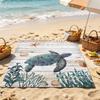 Portable Foldable Picnic Mat with Printed Pattern Lightweight Polyester Fabric Sandproof Beach Blanket with Storage Bag and Stakes for Outdoor Use
