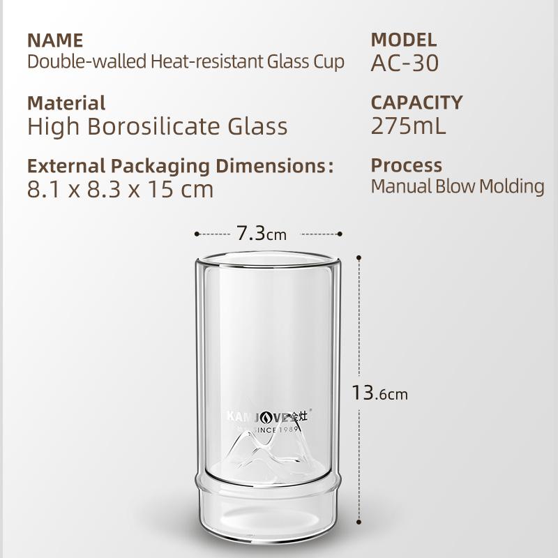 

KAMJOVE Glass Milk Cup Heat Resistant Double Wall Glass Cup 275ml Transparent Water Cup High Borosilicate Glass Juice Tea Cup 275ml