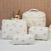 Vintage Large Capacity Cosmetic Bag Portable Travel Storage Bag Handheld Makeup Pouch for Toiletries Cosmetics Organizer Outdoor Daily Use