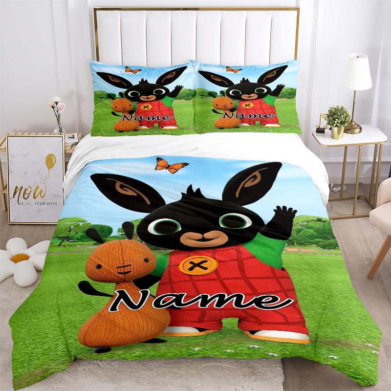 Custom Textile Bunny Friends Bedding 3 Piece Set HD Print Duvet Cover Pillowcases for Teens Adult Bedroom Decoration