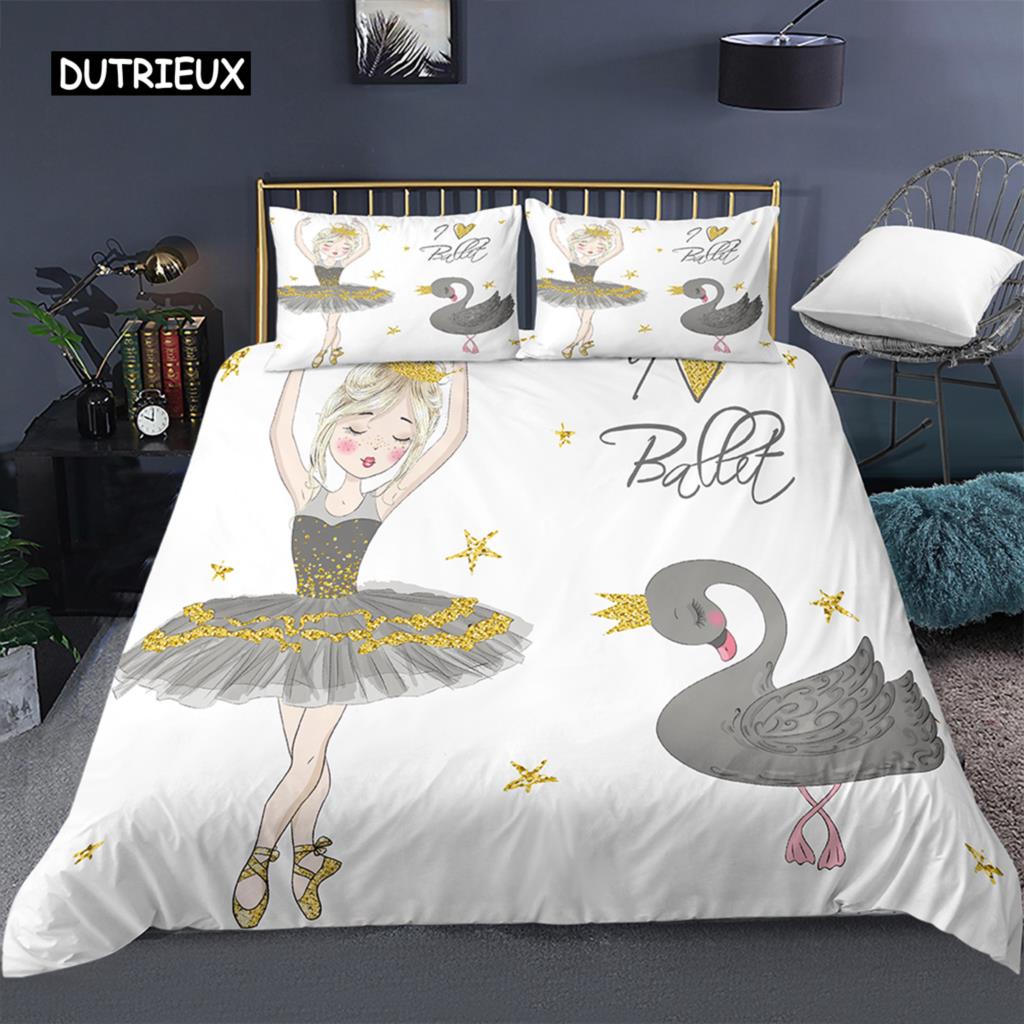 Cartoon Bedding Set for Kids Children Crib Danceing Girl Duvet Cover Set & Pillowcase Edredones Niños Princess Quilt Cover