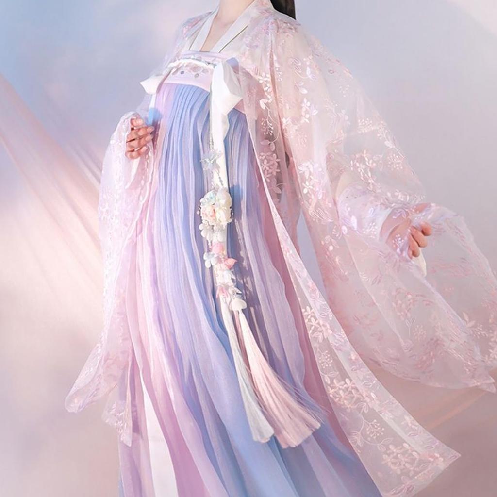 GIYOMI Hanfu Fairy Classical Chinese Beauty Imperial Court Cosplay Costume for Women and Stage Embroidered Kimono with Drawstring Wide Maxi Party