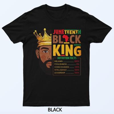 Juneteenth Black King Voedingswaarde Pride Afrikaans Heren T-shirt