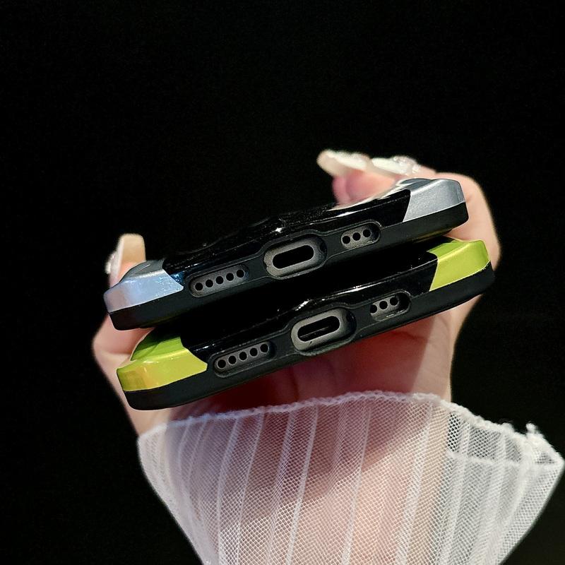 3D Car Shape Cool Glossy Phone Case For iPhone 16 Pro Max 15 Pro 14 13 12 11 Slim Hard PC Hybrid Silicone Soft Edge Shockproof Bracket Back Cover