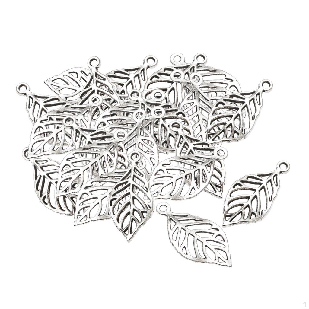 50 Pack Leaf Charms, Hollow Pendants, Alloy, Connectors, DIY Crafts, Decoration, Exquisite