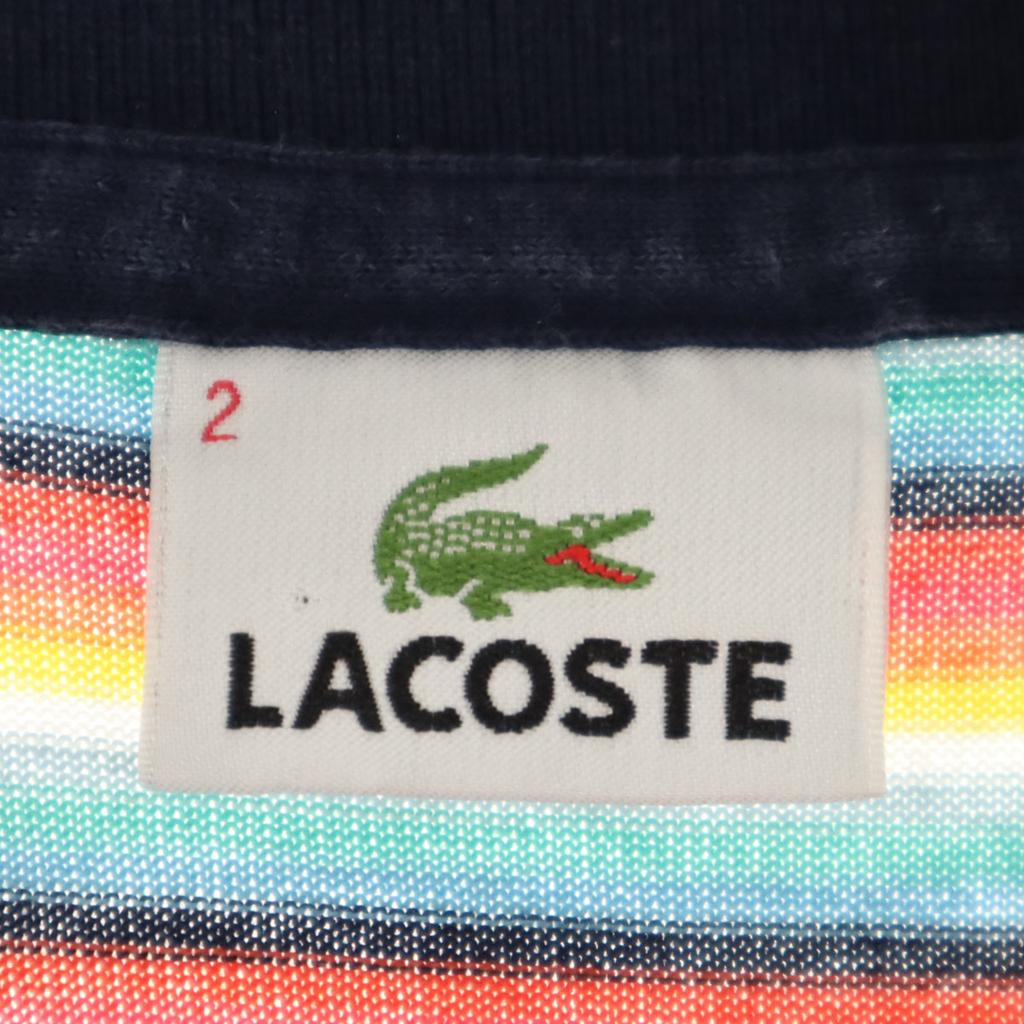 LACOSTE Made in USA Border Pattern Short sleeve Polo shirt 2 Multi Men's Used