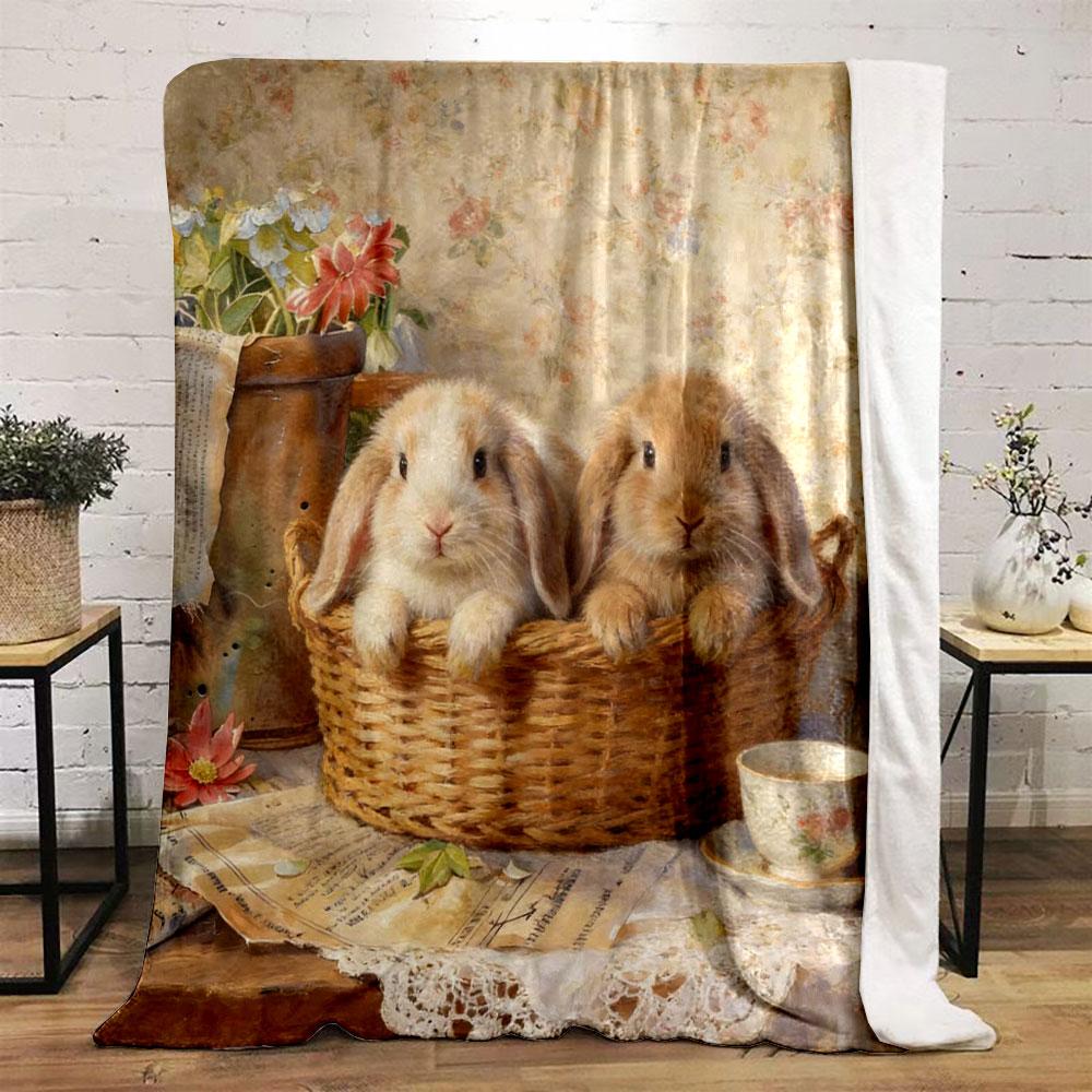 Two Puppies on A Box in A Retro Style Printing Blanket Adult Children Warm Blankets Home Travel Soft and Comfortable Blanket